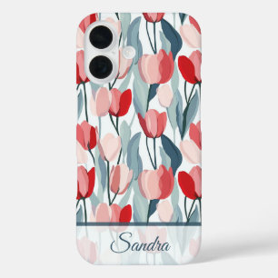 Minimalistic Maid Of Honor Gift Tulip Floral Custo iPhone 16 Case
