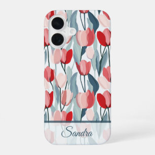 Minimalistic Maid Of Honor Gift Tulip Floral Custo iPhone 16 Case