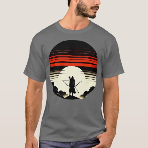 Minimalistic Medival Archer Sunset T_Shirt