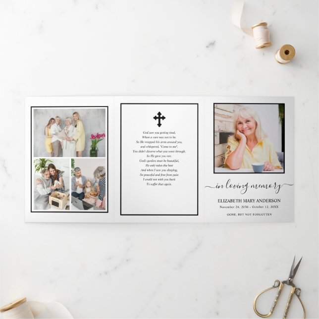 Minimalistic Memorial Funeral Tri-Fold Program (Outside)