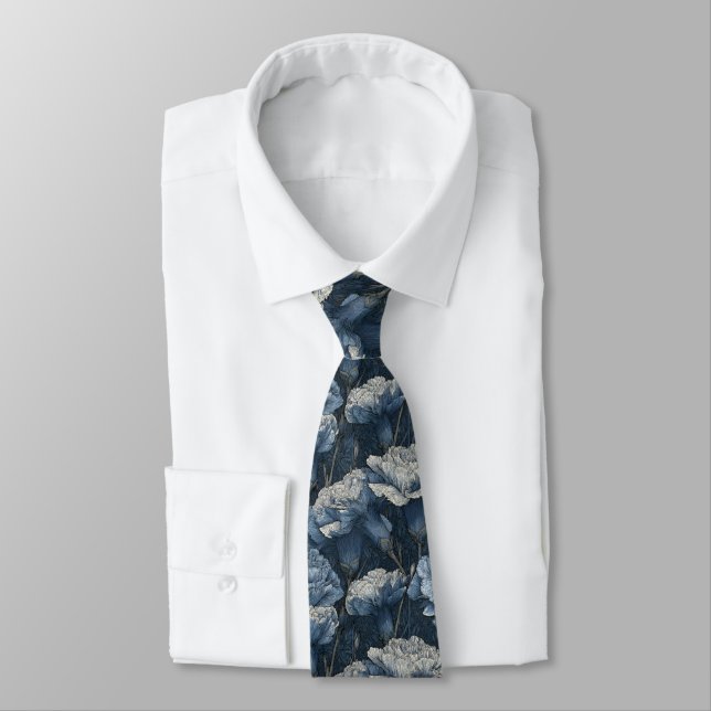 Minimalistic Mens Fashion Carnation Flower Neck Tie (Tied)