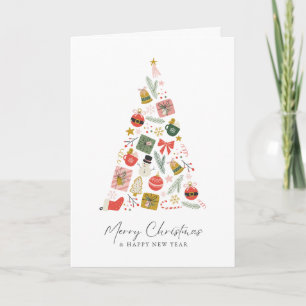 Minimalistic Merry Christmas & Happy New Year Tree Card