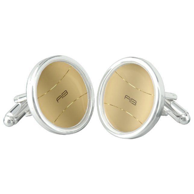 Minimalistic metallic gold background cufflinks (Angled)