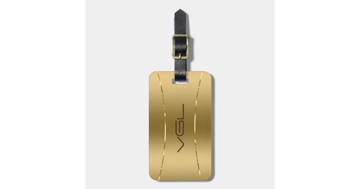 Minimalistic metallic gold background luggage tag | Zazzle
