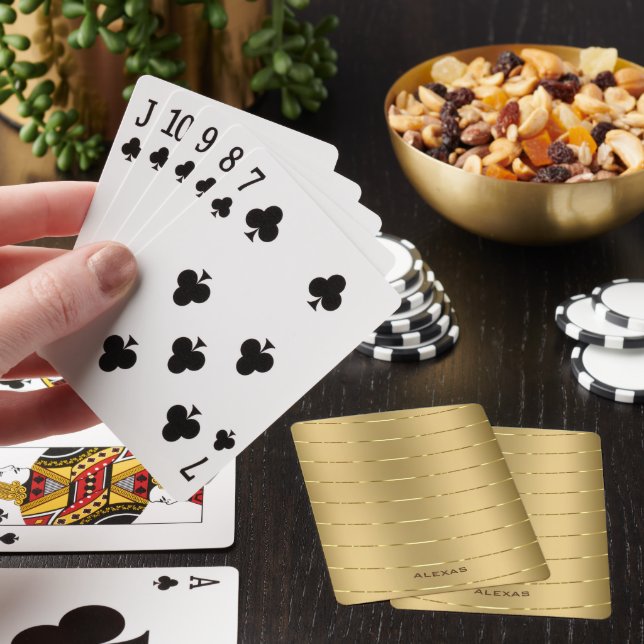 Minimalistic metallic gold background poker cards (In Situ)