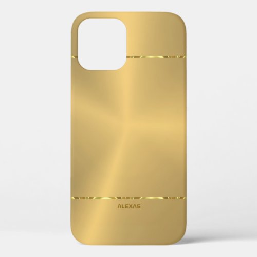 Minimalistic metallic gold background Shiny Stripe iPhone 12 Pro Case