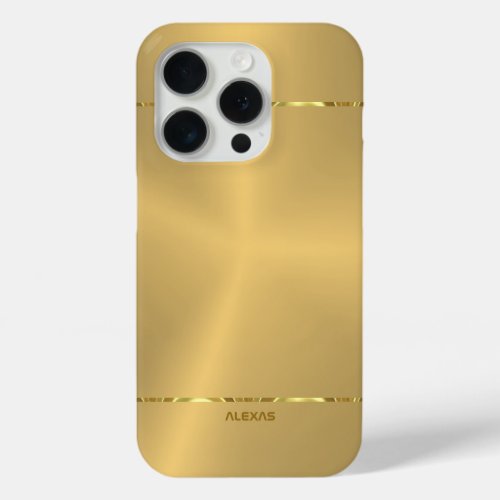 Minimalistic metallic gold background Shiny Stripe iPhone 15 Pro Case