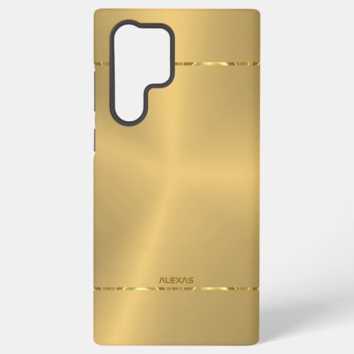 Minimalistic metallic gold background Shiny Stripe Samsung Galaxy S22 Ultra Case