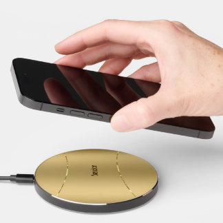 Minimalistic metallic gold background wireless charger 