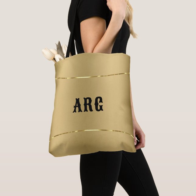 Minimalistic metallic gold background yoga mat bab tote bag (Close Up)