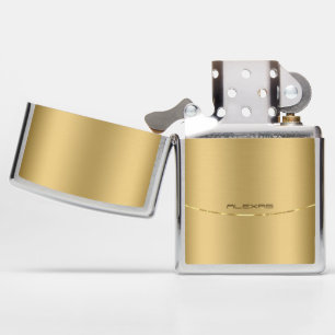 Minimalistic metallic gold background zippo lighter