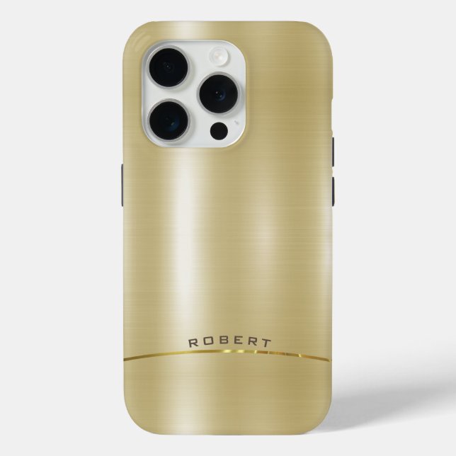 Minimalistic metallic gold monogram Case-Mate iPhone case (Back)