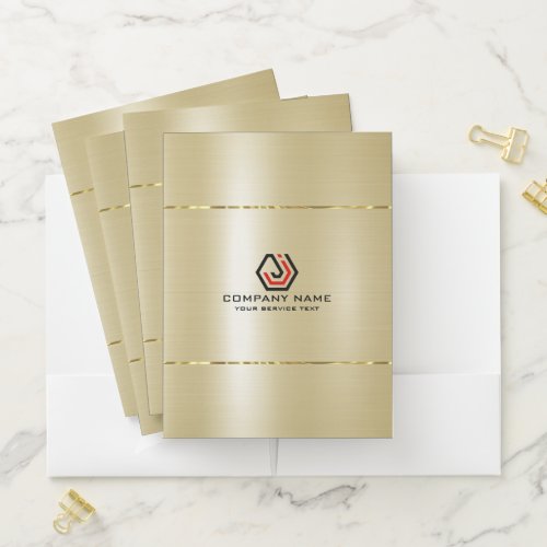 Minimalistic metallic gold texture custom logo pocket folder