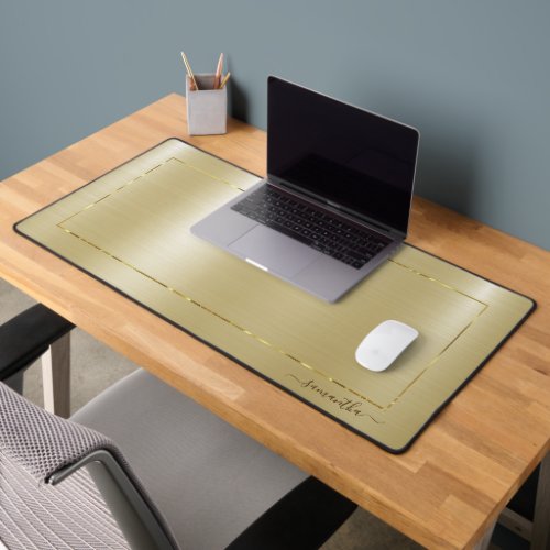 Minimalistic metallic gold texture gold frame desk mat