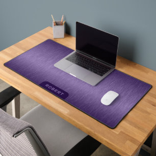 Minimalistic metallic purple brushed aluminum desk mat