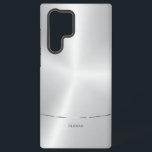 Minimalistic metallic silver background samsung galaxy s22 ultra case<br><div class="desc">Simple modern,  and elegant image of a metallic silver background. Shiny silver stripe accent.</div>