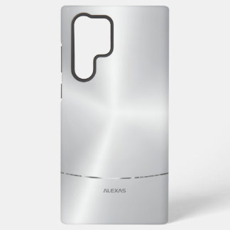 Minimalistic metallic silver background samsung galaxy s22 ultra case