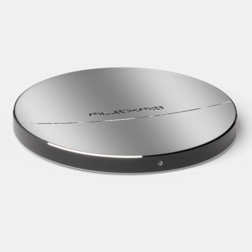 Minimalistic metallic silver background wireless charger 