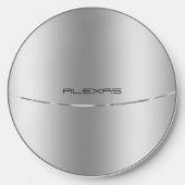 Minimalistic metallic silver background wireless charger  (Front)