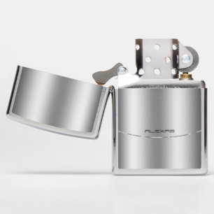 Minimalistic metallic silver background zippo lighter