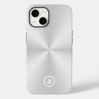 Minimalistic Metallic Silver Image, Monogram Case-Mate iPhone 14 Case