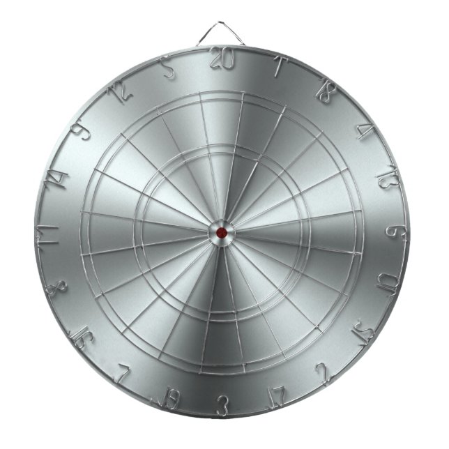 Minimalistic Metallic Silver Texture Dart Board (Front)