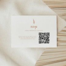Minimalistic Modern Beige Leaf QR Code Wedding