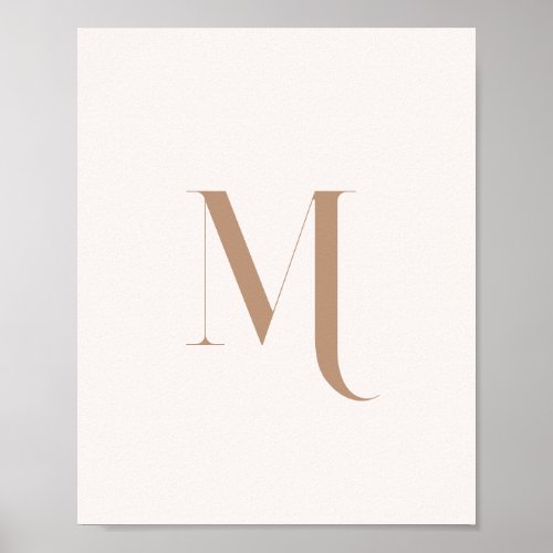 Minimalistic Modern Beige Monogram Initial Custom Poster