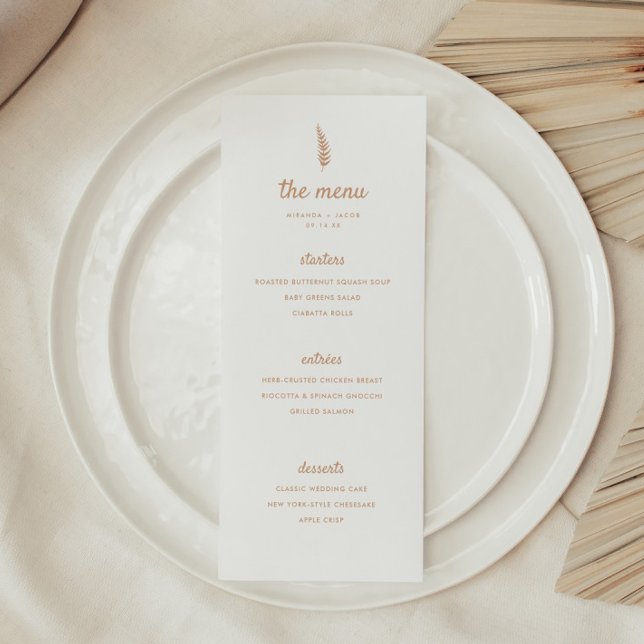 Minimalistic Modern Beige Palm Leaf Wedding Menu (Creator Uploaded)