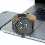 Minimalistic Modern Black and White Monogram Watch<br><div class="desc">This modern design features typographic initials and name for a minimalistic feel that can be easily personalized.</div>