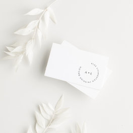Minimalistic Modern Black White Circle Monogram Business Card