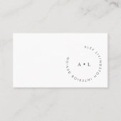 Minimalistic Modern Black White Circle Monogram Business Card (Front)