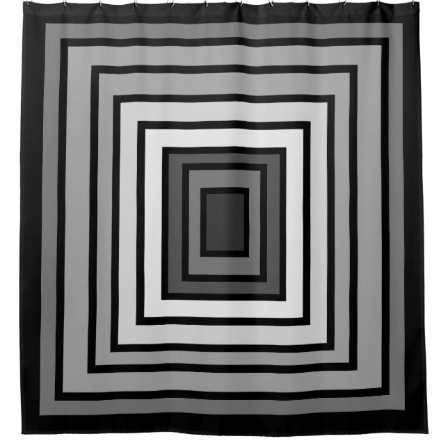 Minimalistic modern black-white-gray carpet shower curtain (Front)