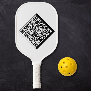 Minimalistic Modern Bold Cool White Custom QR Code Pickleball Paddle