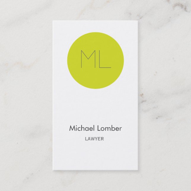 Minimalistic modern Business Card lime circle (Front)