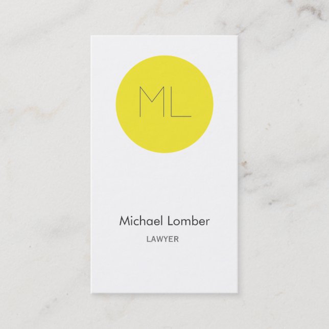 Minimalistic modern Business Card yellow circle (Front)