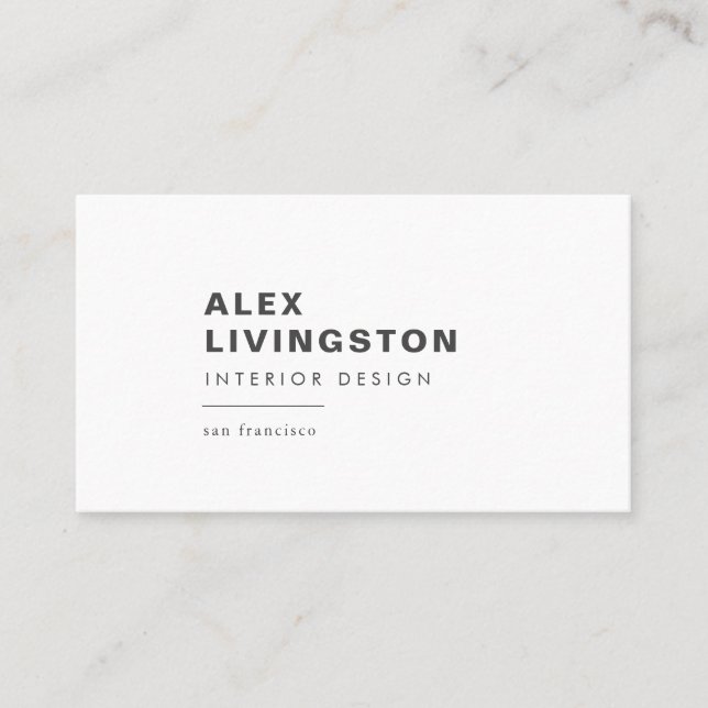Minimalistic Modern Chic Creative Black White Business Card (Front)
