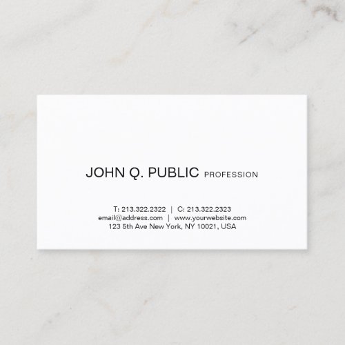 Minimalistic Modern Design Elegant Sleek Plain Business Card