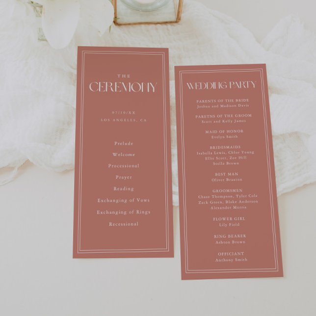 Minimalistic Modern Dusty Rose Wedding Ceremony Program (Creator Uploaded)