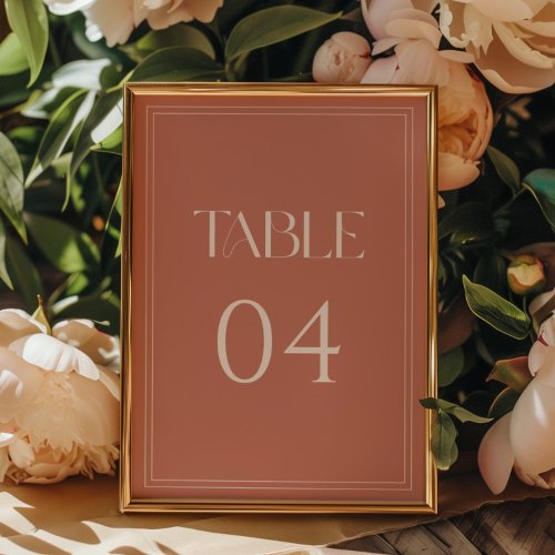 Minimalistic Modern Dusty Rose & White Wedding Table Number