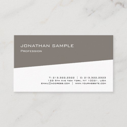 Minimalistic Modern Elegant Brown White Trendy Business Card