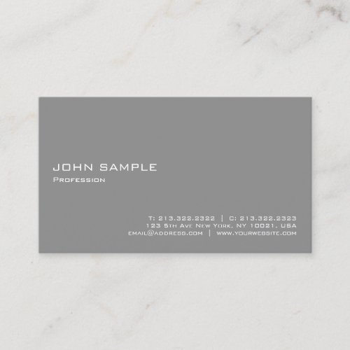 Minimalistic Modern Elegant Professional Grey Business Card