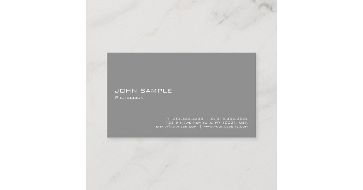 Minimalistic Modern Elegant Professional Grey Business Card | Zazzle
