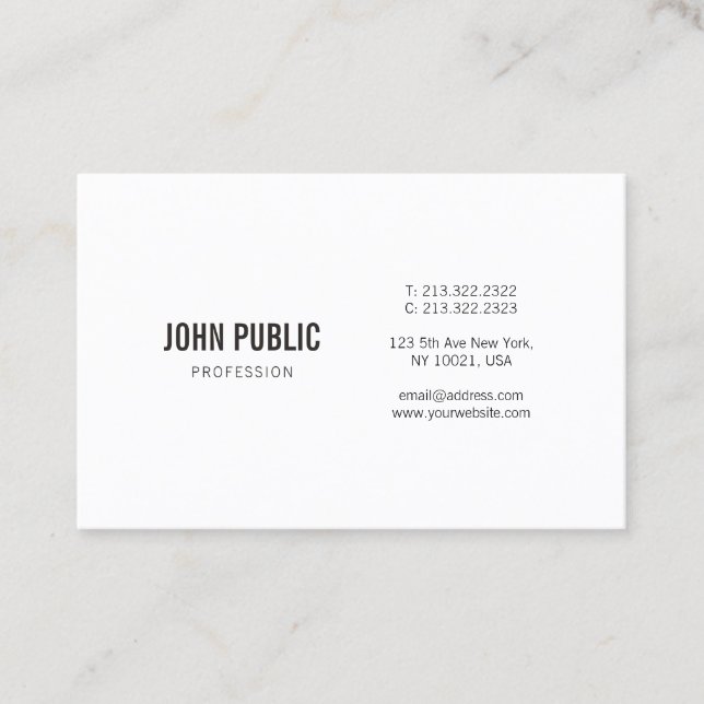 Minimalistic Modern Elegant Professional Plain Business Card (Front)
