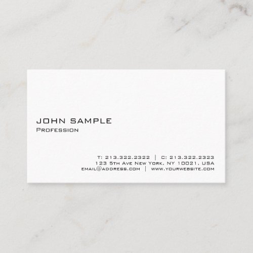 Minimalistic Modern Elegant White Professional Business Card