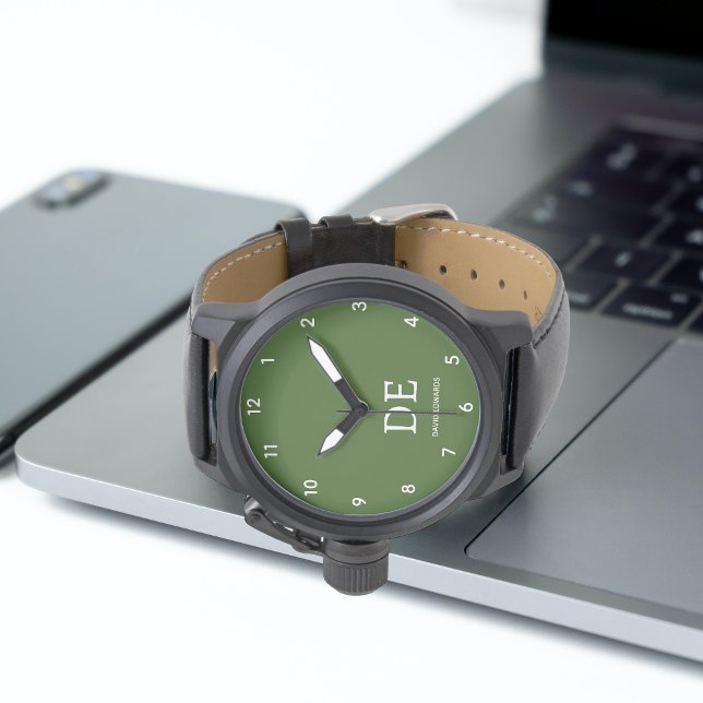 Minimalistic Modern Forest Green Monogram Watch (Creator Uploaded)