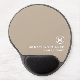 Minimalistic Modern Monogram Beige Gel Mouse Pad