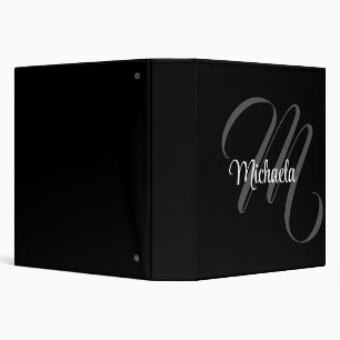 Minimalistic modern monogram initial name 3 ring binder