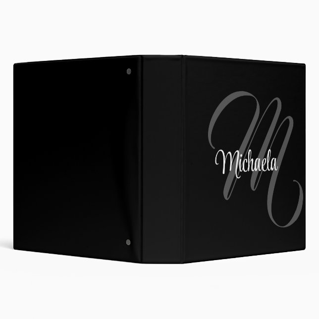 Minimalistic modern monogram initial name 3 ring binder (Background)