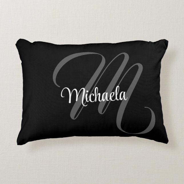 Minimalistic modern monogram initial name accent pillow (Front)